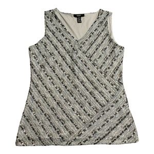 Alfani Teal Patterned Blouse Tank